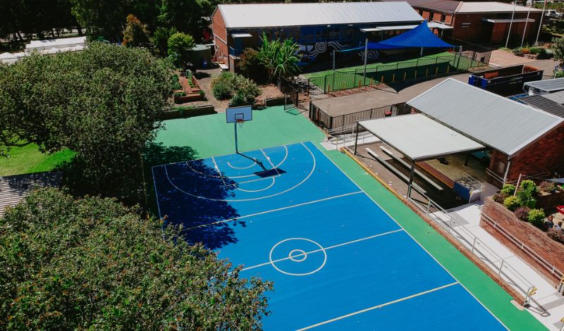 Basketball court in a school