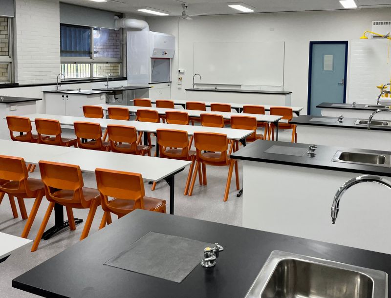Huge empty and clean laboratory classroom